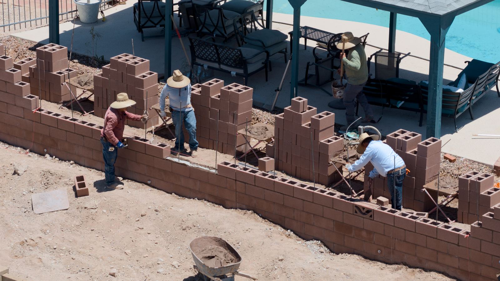 Masonry and site work on a hillside property in the Catalina Foothills